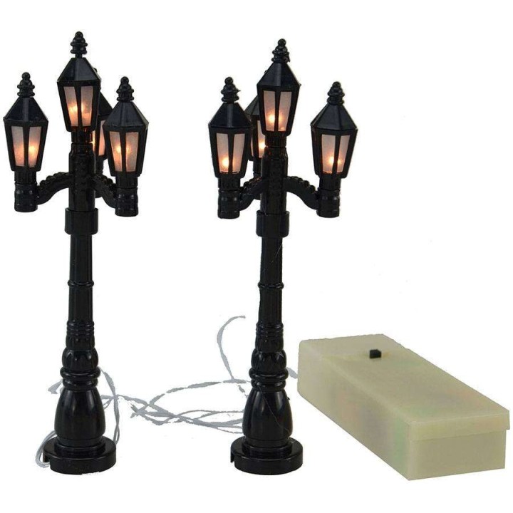 Set of 2 battery-powered street lamps 12 cm
