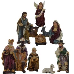 Set 11 figure 9 cm Natività presepe, Re Magi, angelo, pastore e