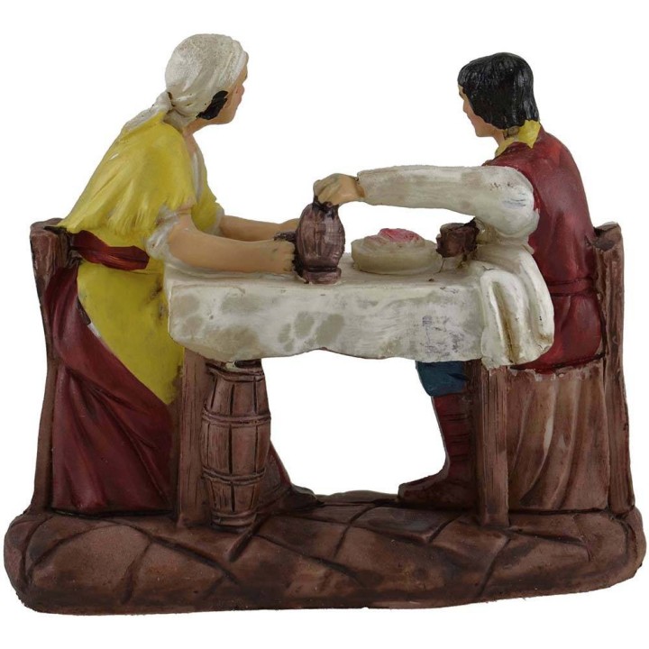Man and woman at the table 8 cm in resin