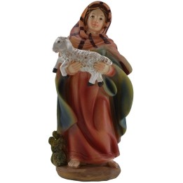 Pastorcilla con cordero 15 cm en resina belén