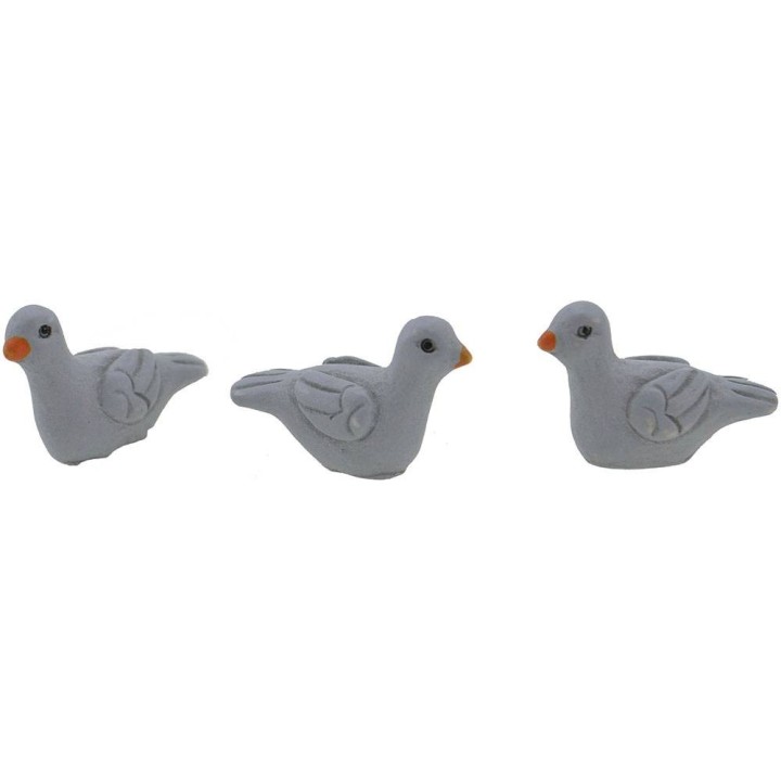 Conjunto de 3 palomas grises de 2,5 cm