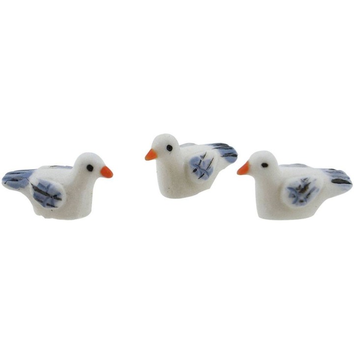 Conjunto de 3 palomas de resina de 1,8 cm
