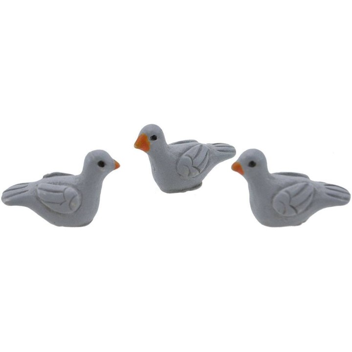 Set 3 colombe grige 2,5 cm