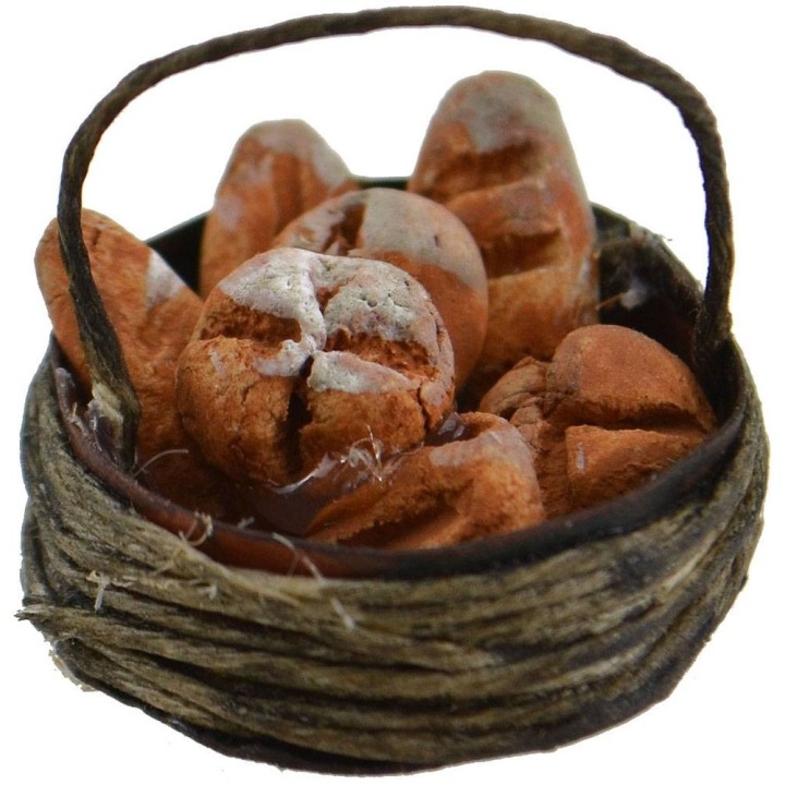 Cesto con pane ø 2,5 cm minuterie per presepe