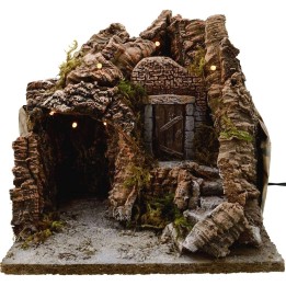 Presepe con grotta e luci cm 25x20x25 h.