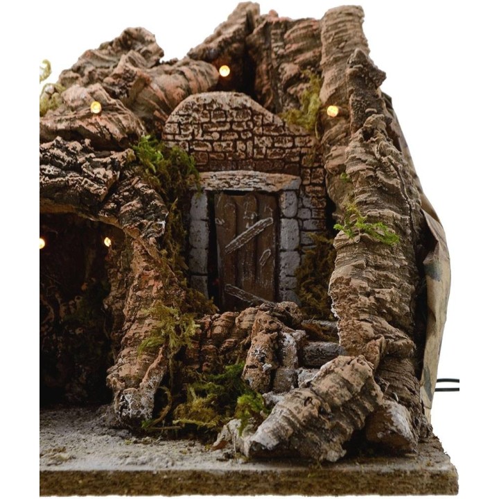 Presepe con grotta e luci cm 25x20x25 h.