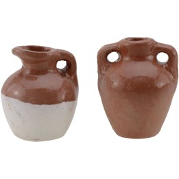 Set of 2 glazed amphoras for nativity scene 2.5 cm h.