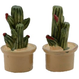 Coloca 2 macetas con plantas de 3,2 cm de altura.