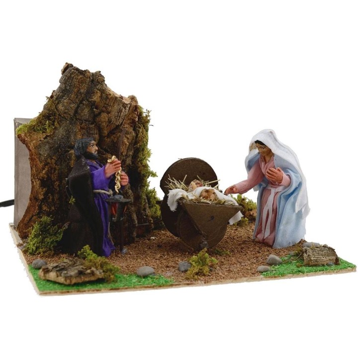 Natività cm 8 in movimento cm 20x18x12 h.