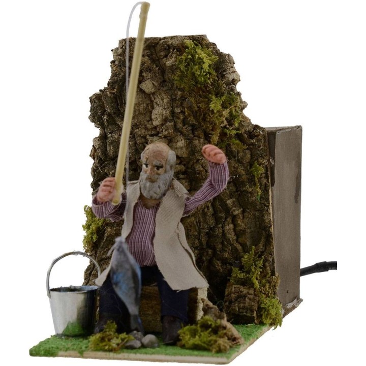 Pescatore 10 cm in movimento per presepe