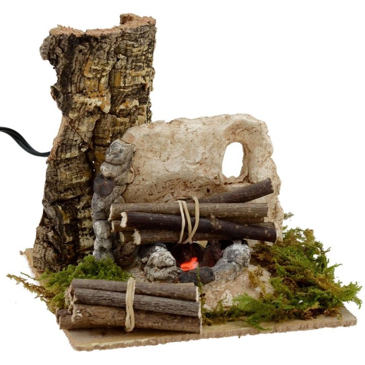 Fire for presepe working with wood cm 15x15x14 h.
