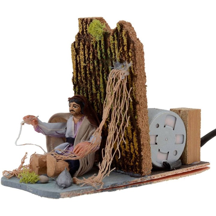 Cucitore di rete 8 cm in movimento presepe cm 14x7x10 h.
