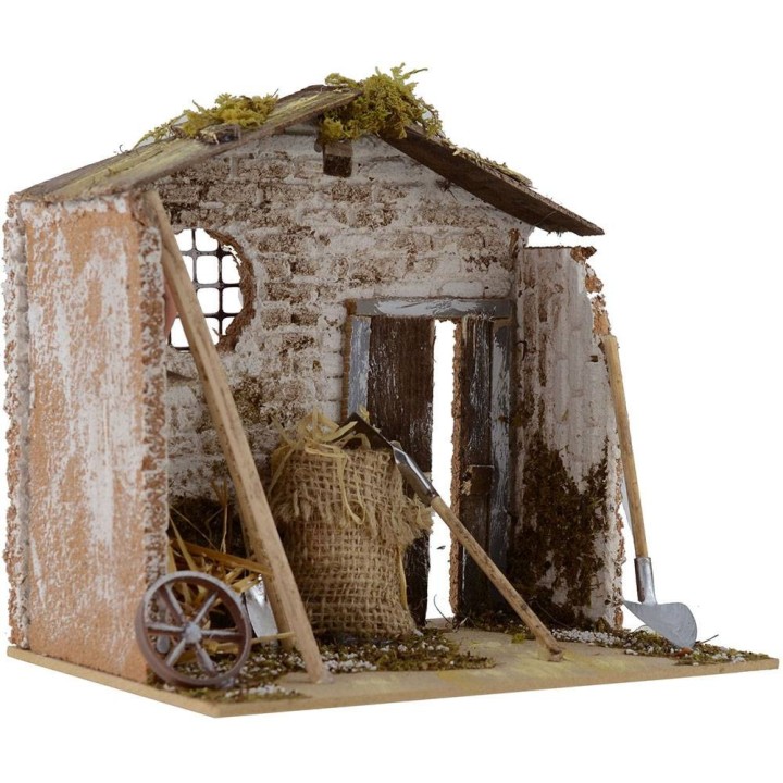 Almacén de herramientas para belén de 20x14x18 cm h.