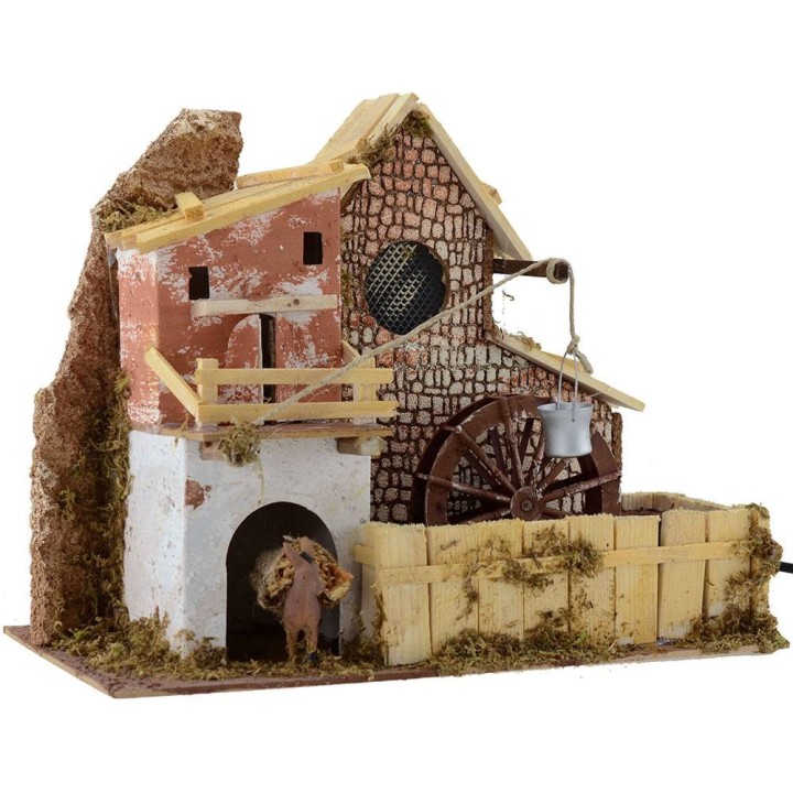 Mulino ad acqua con casa cm 33x18x26 h.