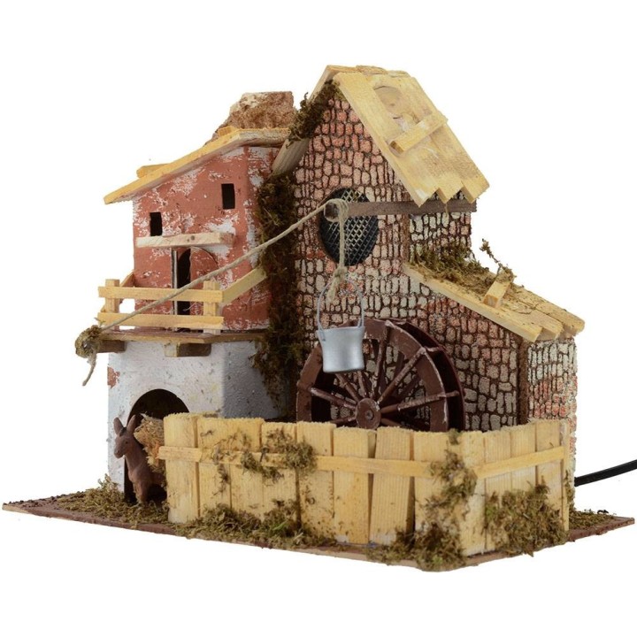 Mulino ad acqua con casa cm 33x18x26 h.