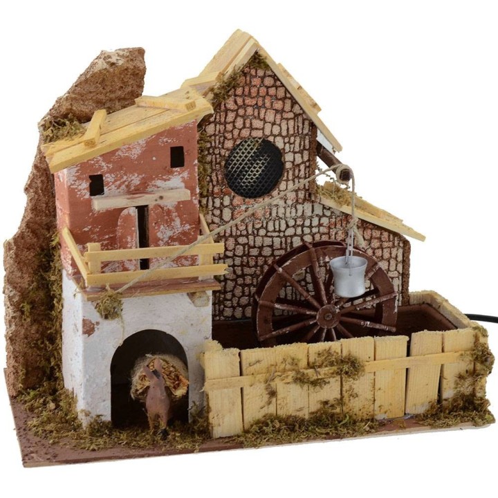 Mulino ad acqua con casa cm 33x18x26 h.