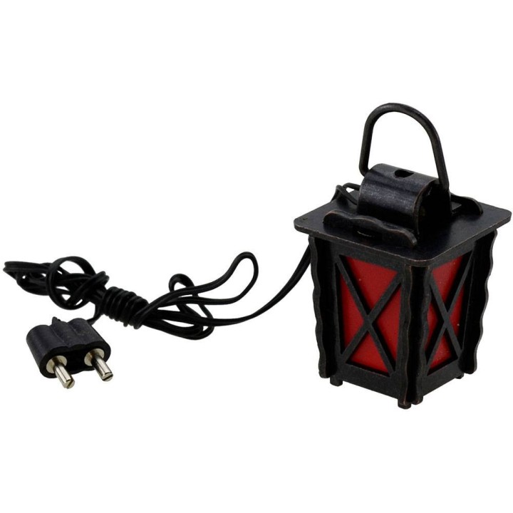 Lanterna in metallo con led luce rossa cm 3x3x4 h.