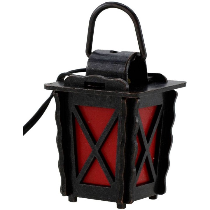 Lanterna in metallo con led luce rossa cm 3x3x4 h.