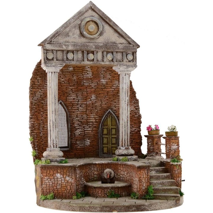 Tempio con fontana funzionante cm 41x30x56 h.