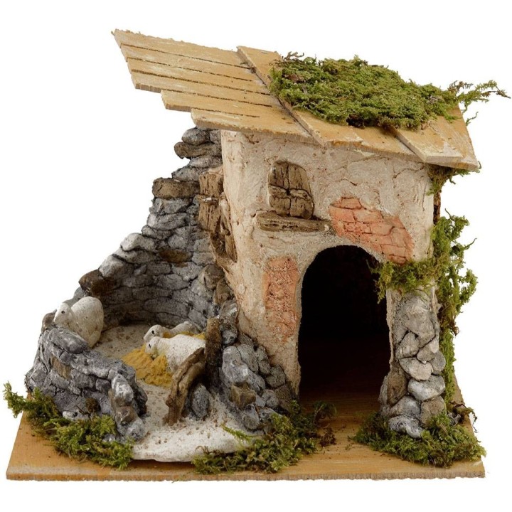 Casa con pecore cm 23x17x17 h.