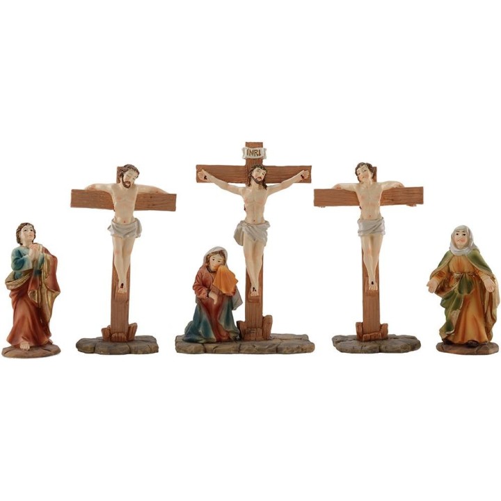 Crucifixión de 9 cm con Estatuas Pascuales