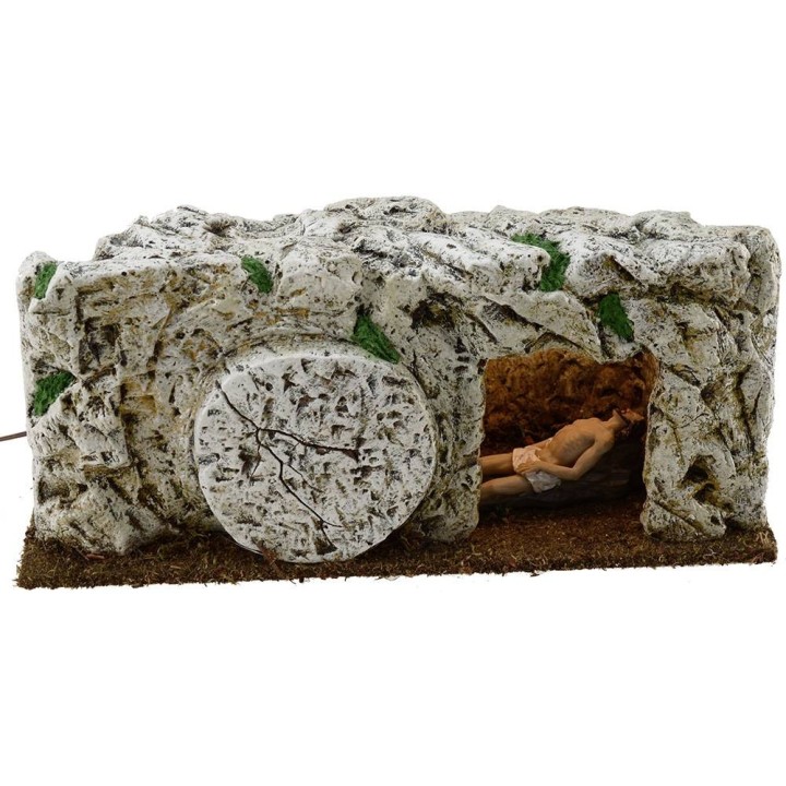 Sepulcro de resina iluminado con Jesús muerto 9 cm Estatuas