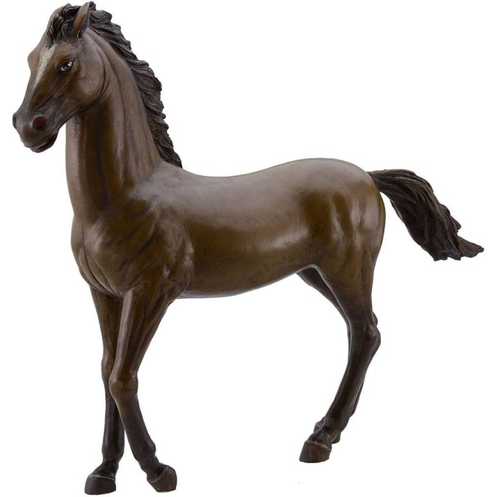 Cavallo marrone al passo in resina per statue da 30 cm