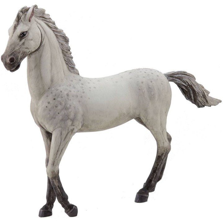 Caballo blanco al paso en resina para estatuas de 30 cm