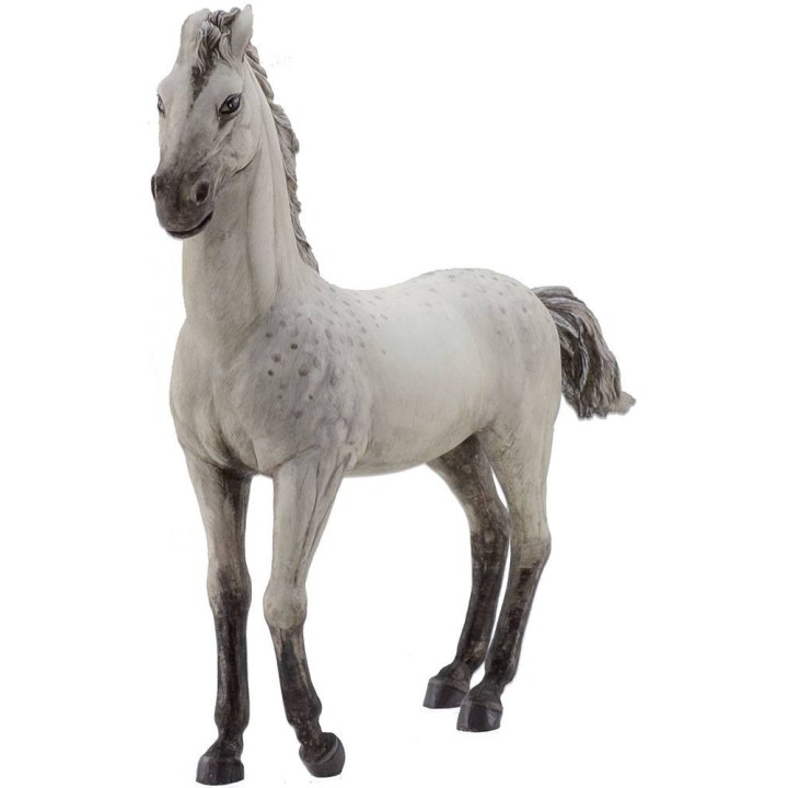 Caballo blanco al paso en resina para estatuas de 30 cm