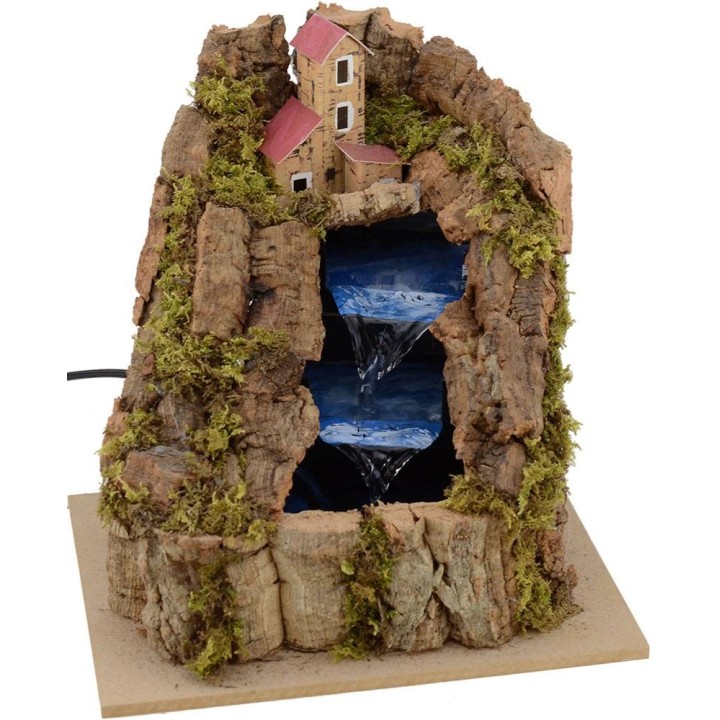 Cascata funzionante sulle montagne cm 21x15x20 h.