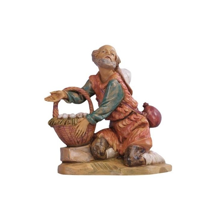 Pastor de rodillas con cesta serie 6,5 cm Fontanini