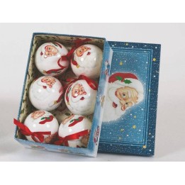 Set 6 palline in cartapesta ø 7,5 cm con Babbo Natale