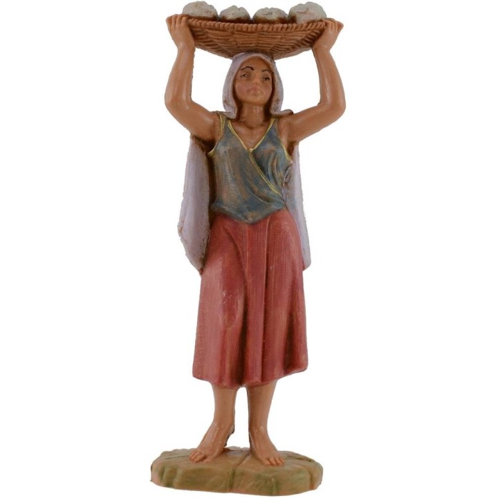 Mujer con cesta de pan 12 cm Fontanini