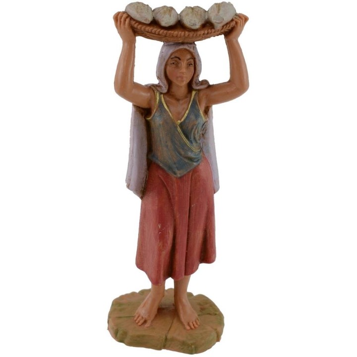 Woman with bread cesta 12 cm Fontanini