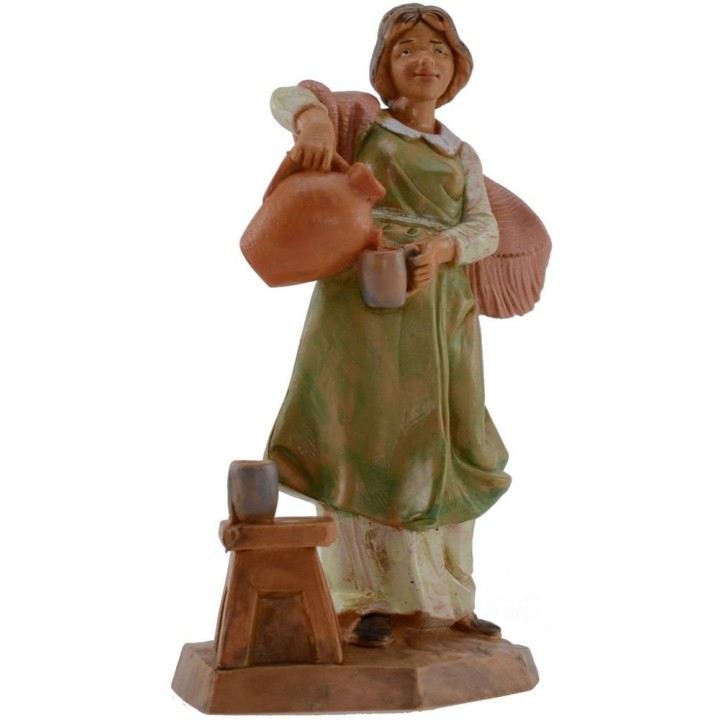 Mujer con ánfora y vaso 12 cm Fontanini
