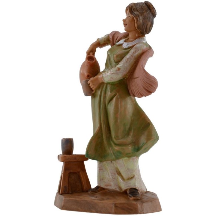 Woman with amphora and glass 12 cm Fontanini