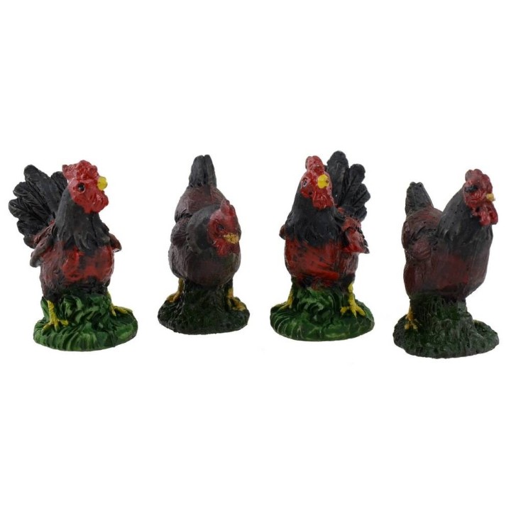 Conjunto de 4 gallinas de resina de 4-5 cm