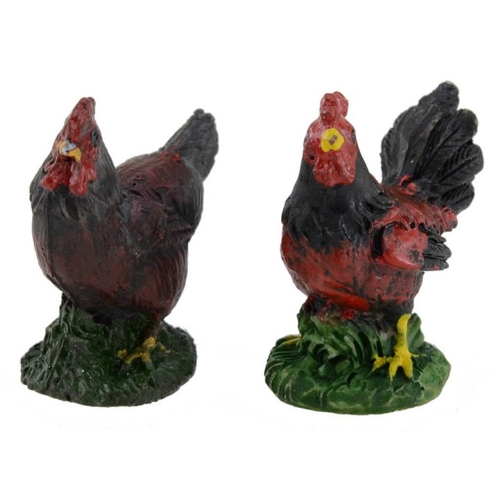 Conjunto de 4 gallinas de resina de 4-5 cm