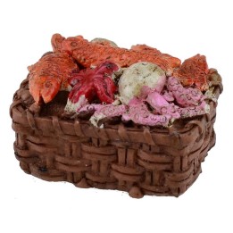 Cesto con pesce in resina 4x3x2 h.