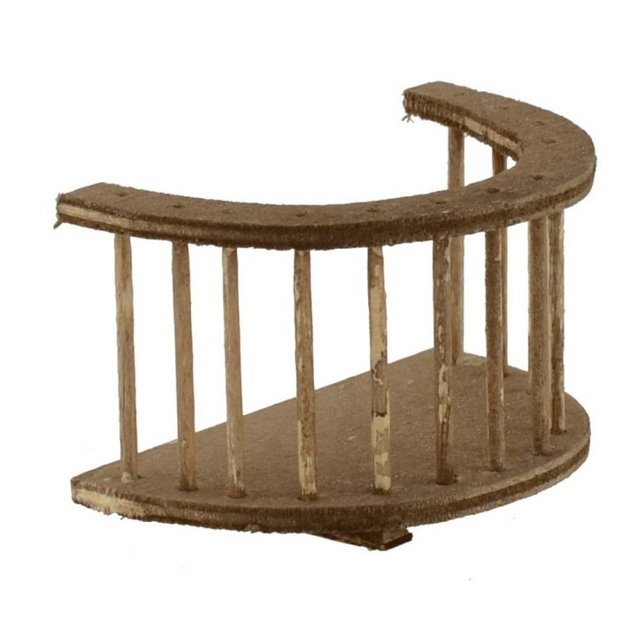 Barandilla semicircular de madera de 7x4x4 cm de altura.