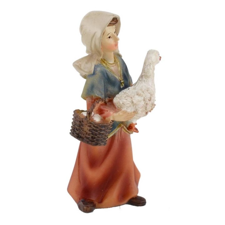 Woman with goose in resin 8 cm