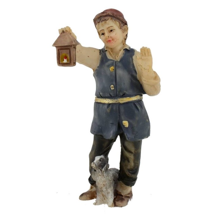 Muchacho con linterna en resina serie 9 cm