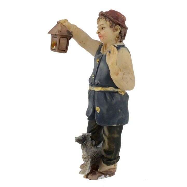 Child with lantern in resin series 9 cm