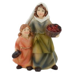 Donna con bambina in resina serie 8 cm