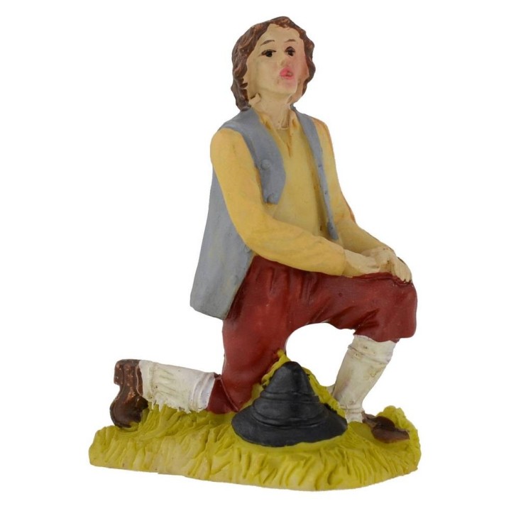 Pastore in ginocchio in resina serie 9 cm