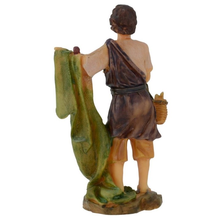 Pescatore con rete in resina 12 cm