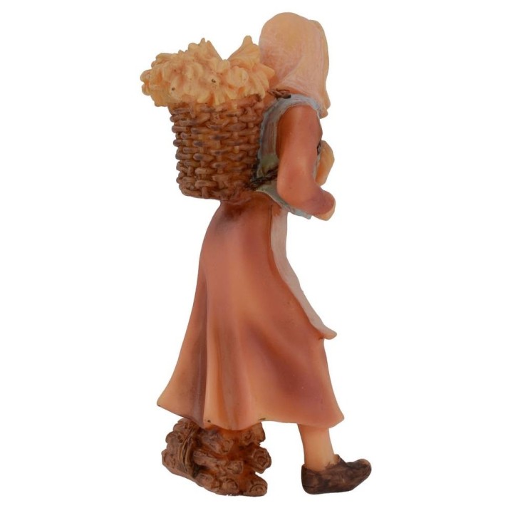 Campesina con cesta en resina 12 cm