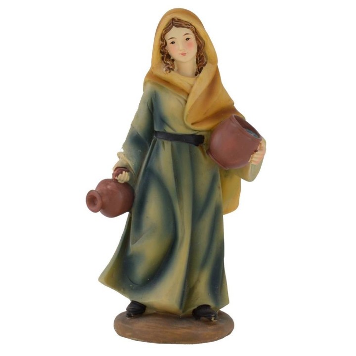 Donna con anfore in resina 15 cm