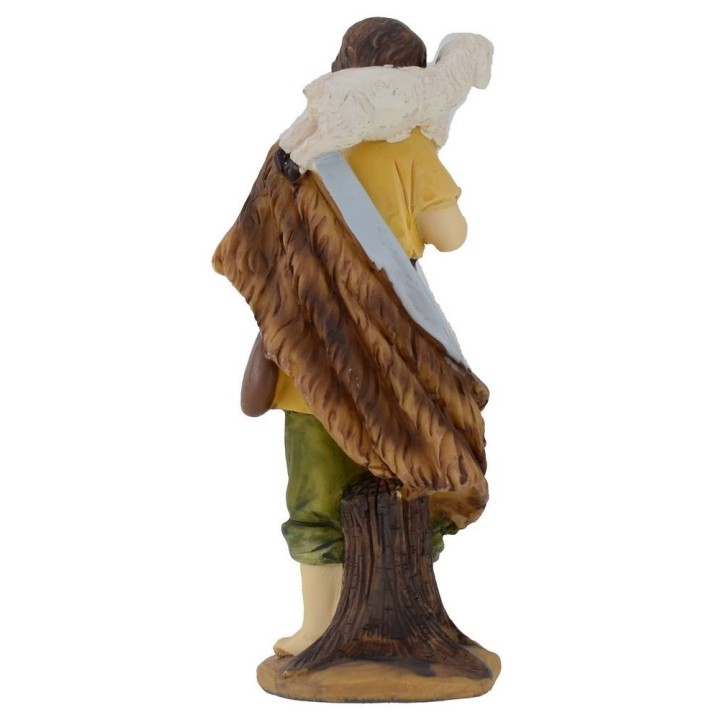 Pastor with lamb in resin 15 cm