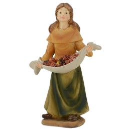Maiden with fruit basket in resin 15 cm
